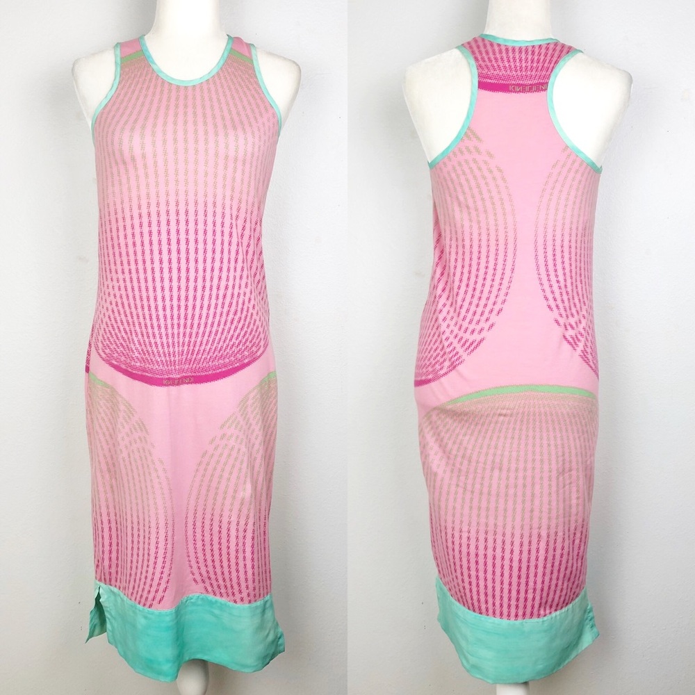 FENDI Graphic Optical Print Logo MIDI Dress 42 8 M